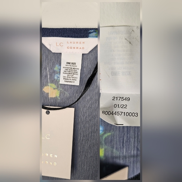 LC Lauren Conrad Navy Floral Sheer Kimono Duster One Size NWT Ruana - Picture 7 of 11